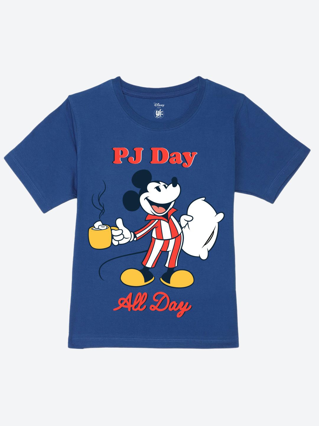 

YK Disney Boys Mickey Mouse Printed Pure Cotton T-shirt, Blue