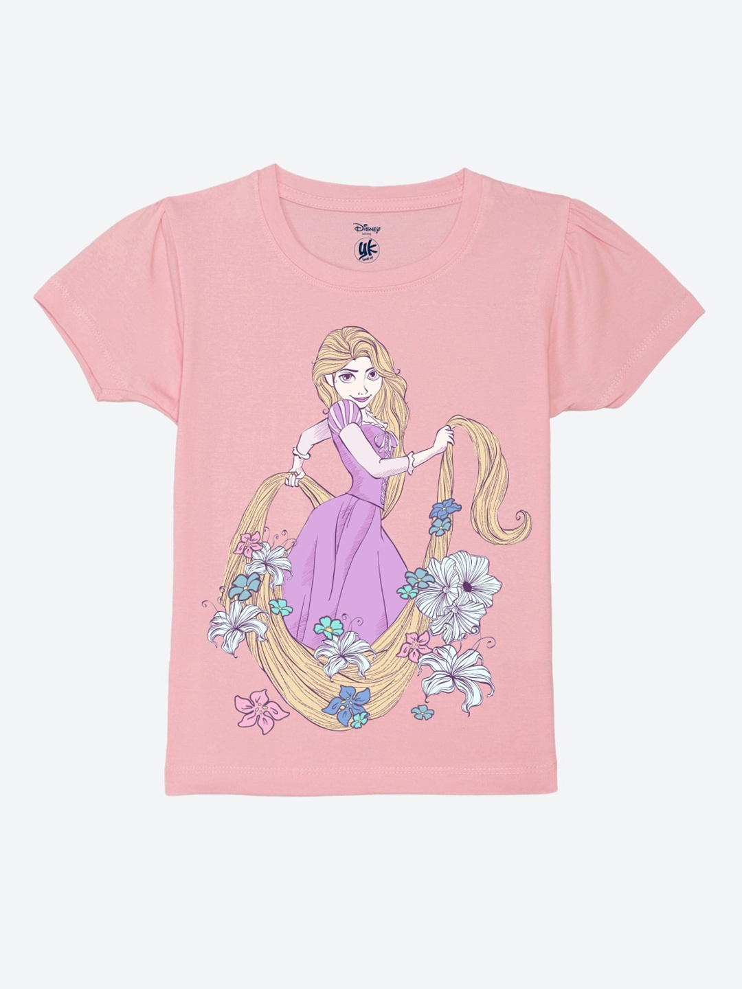 

YK Disney Girls Typography Printed Pure Cotton T-shirt, Pink