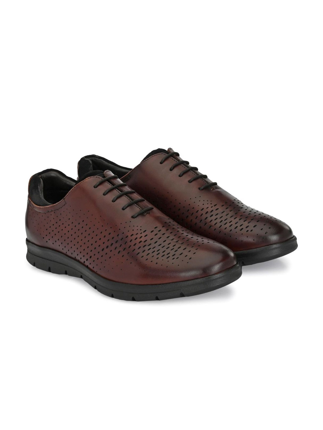 

LEGWORK Men Leather Formal Oxfords Shoes, Brown