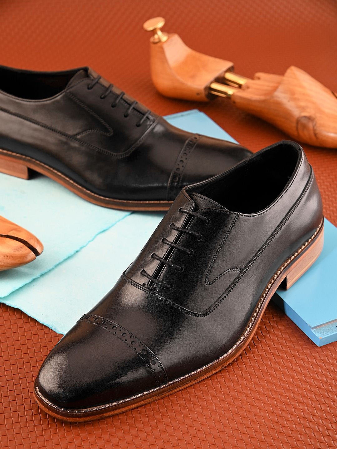 

BLUBRD Men Leather Formal Oxfords Shoes, Black