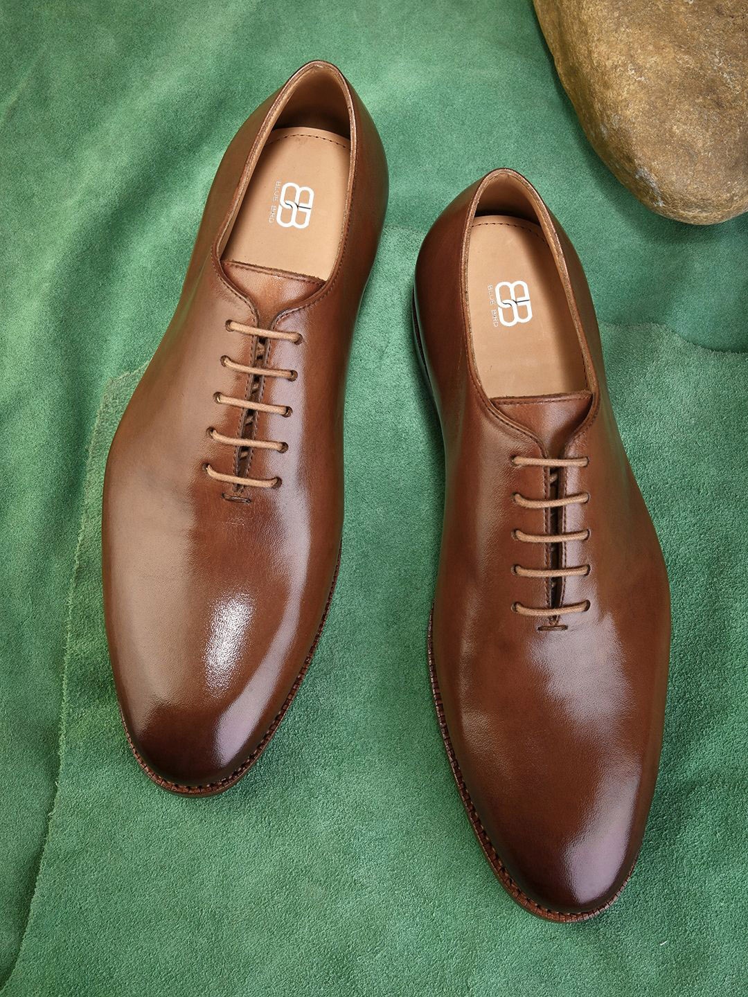 

BLUBRD Men Leather Formal Oxfords Shoes, Brown