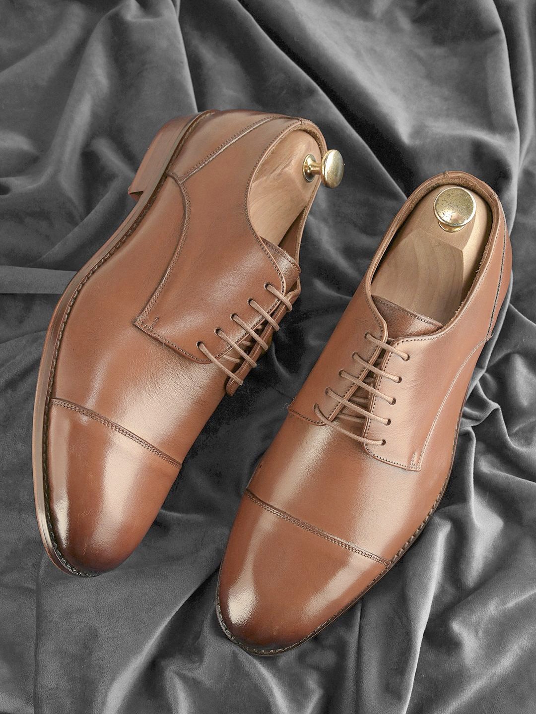 

BLUBRD Men Leather Formal Derbys, Brown