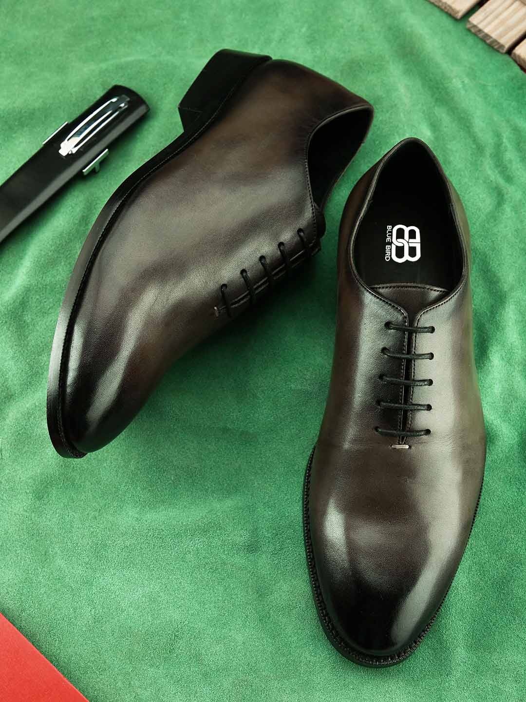

BLUBRD Men Leather Formal Oxfords Shoes, Brown