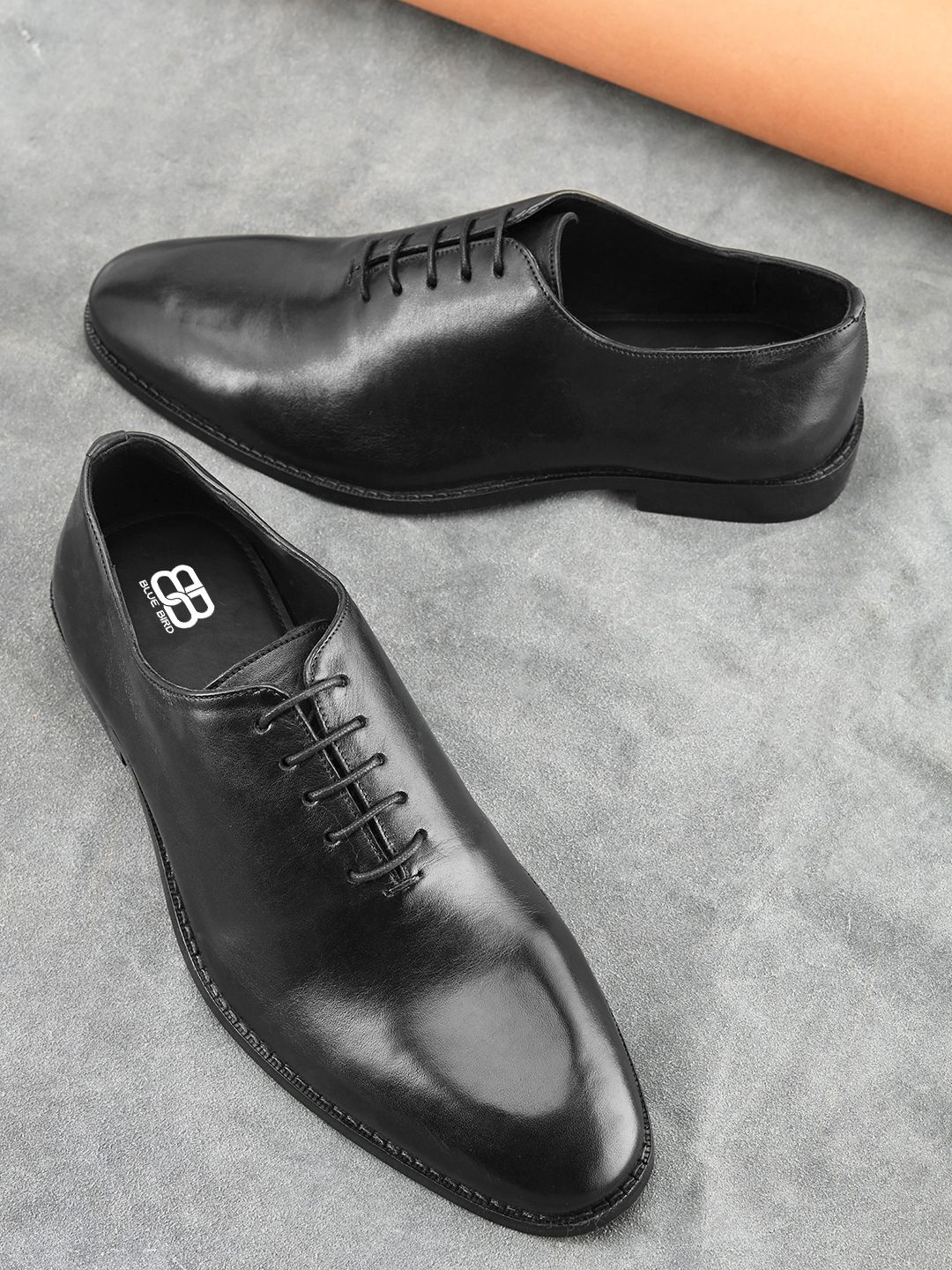 

BLUBRD Men Leather Formal Oxfords Shoes, Black