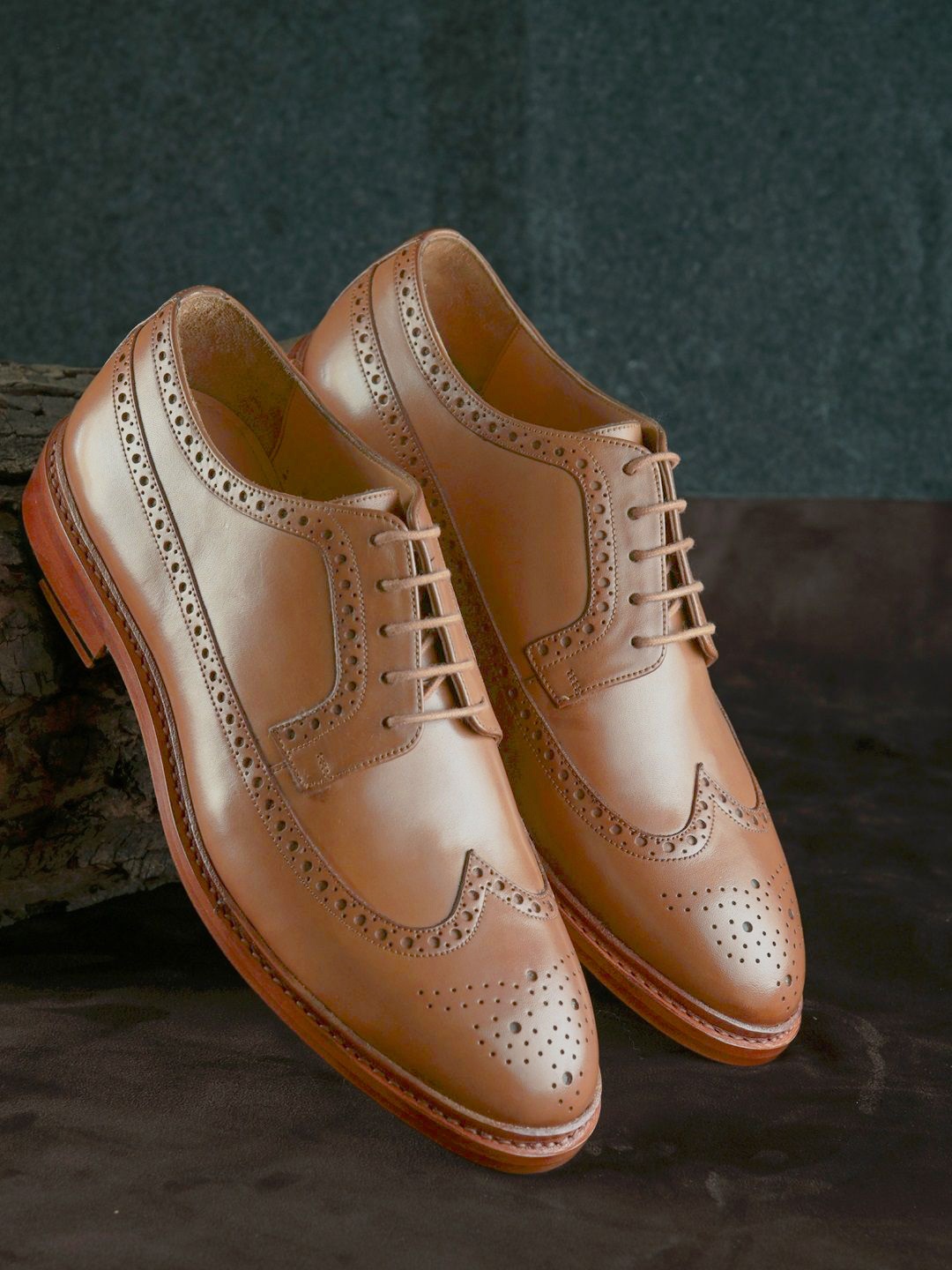 

BLUBRD Men Leather Formal Oxfords, Brown