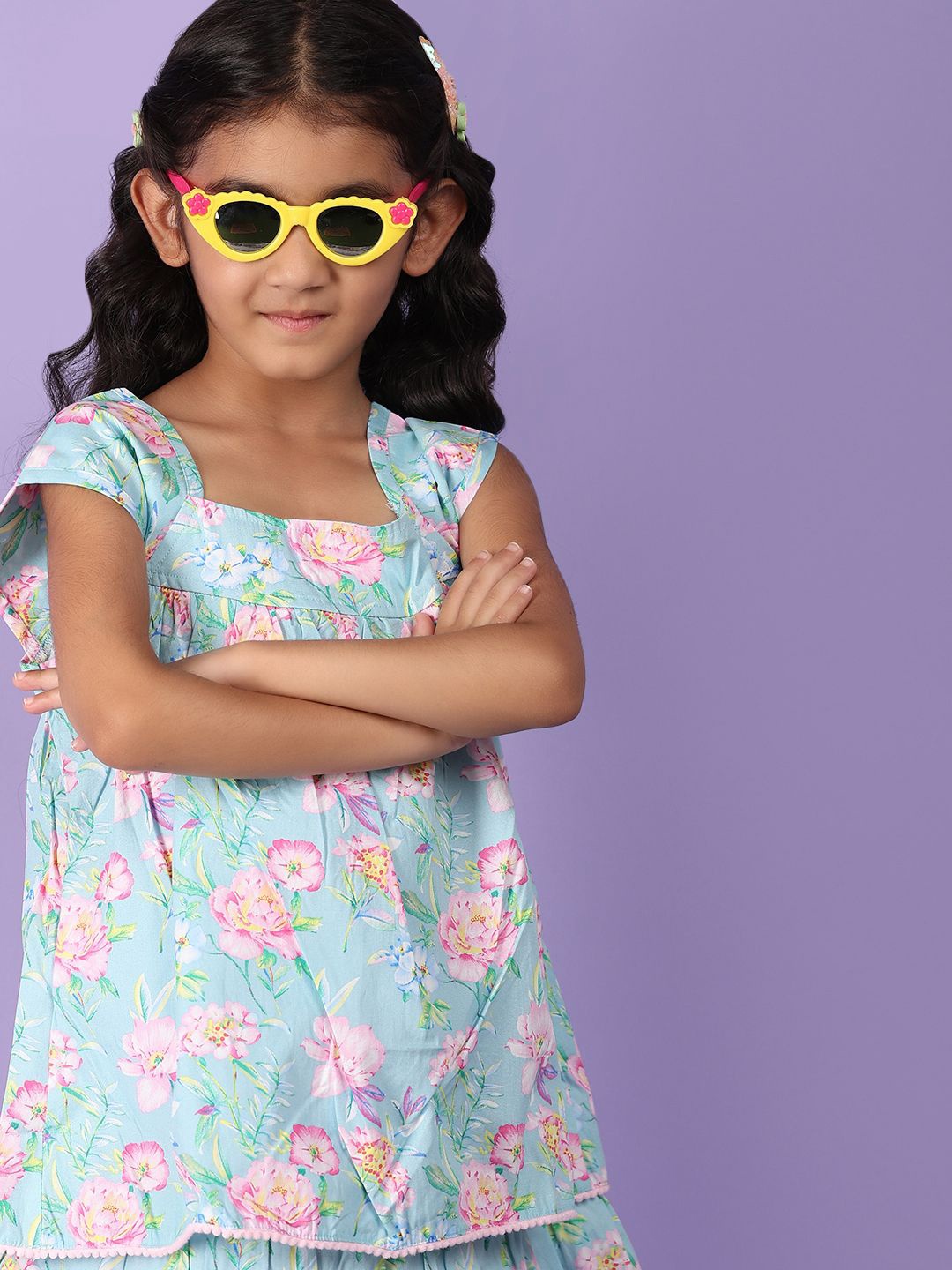 

V-Mart Floral Print A-Line Dress, Green
