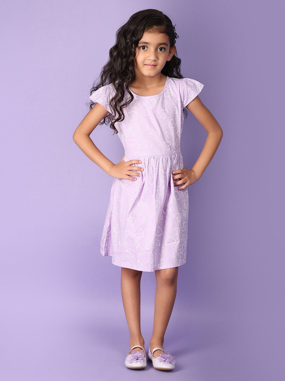 

V-Mart Cap Sleeves Fit & Flare Dress, Purple
