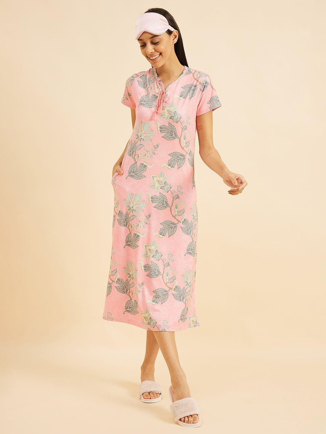 

Sweet Dreams Printed Nightdress, Pink