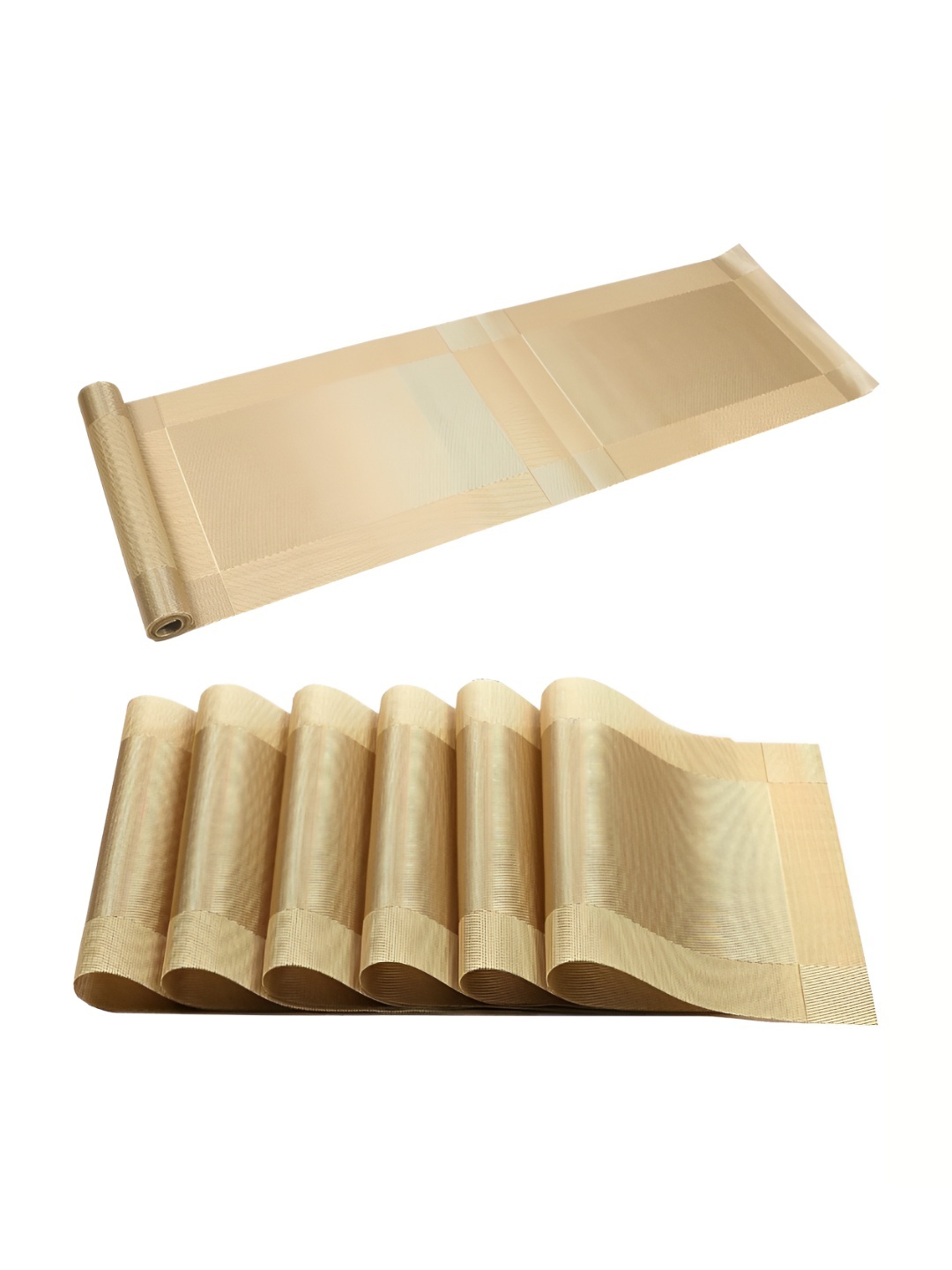 

P-Plus International 7-Pcs Beige Table Linen Set, Gold