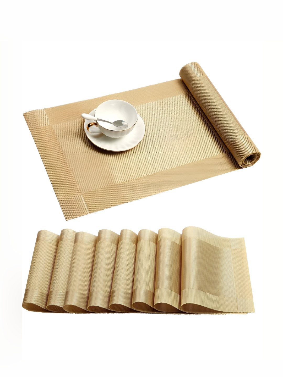 

P-Plus International 9 Pcs Beige Table Linen Set, Gold