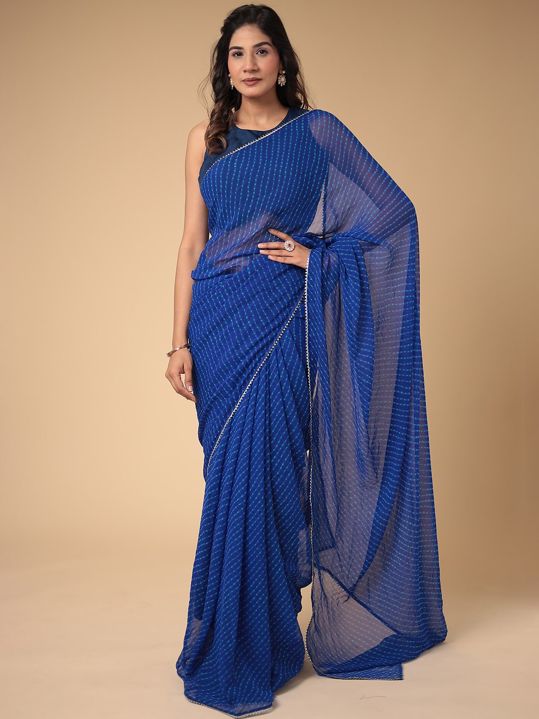 

ZARI Gotta Patti Pure Georgette Saree, Blue