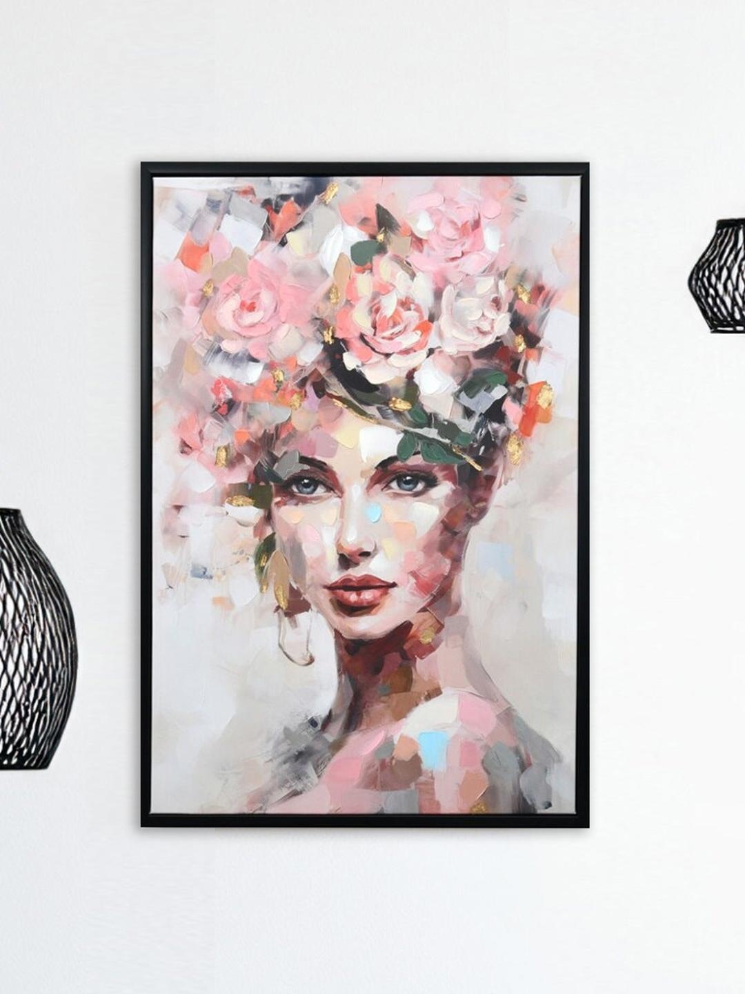 

Athome by Nilkamal Pink & Green 1 Piece Canvas Abstract Wall Paintings