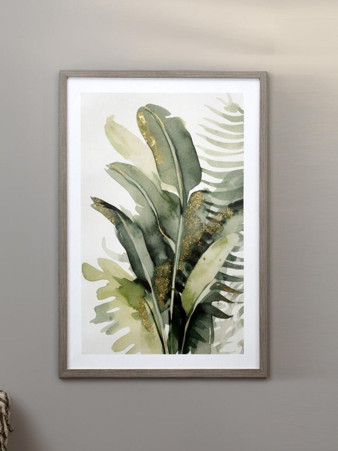 

Athome by Nilkamal Green & White 1 Piece Canvas Floral and Botanical Wall Paintings