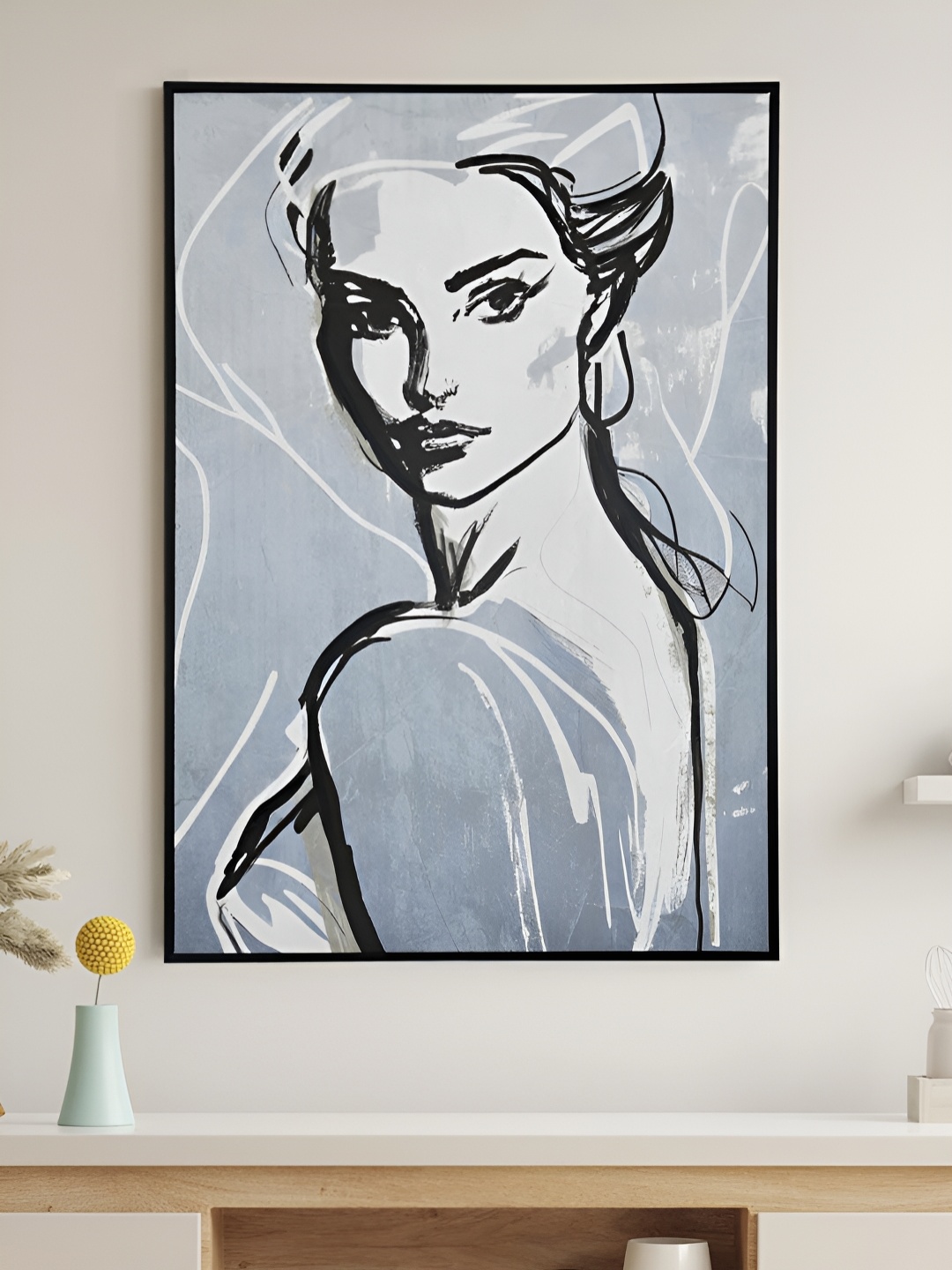 

Athome by Nilkamal Blue & Black 1 Piece Canvas Wall Paintings