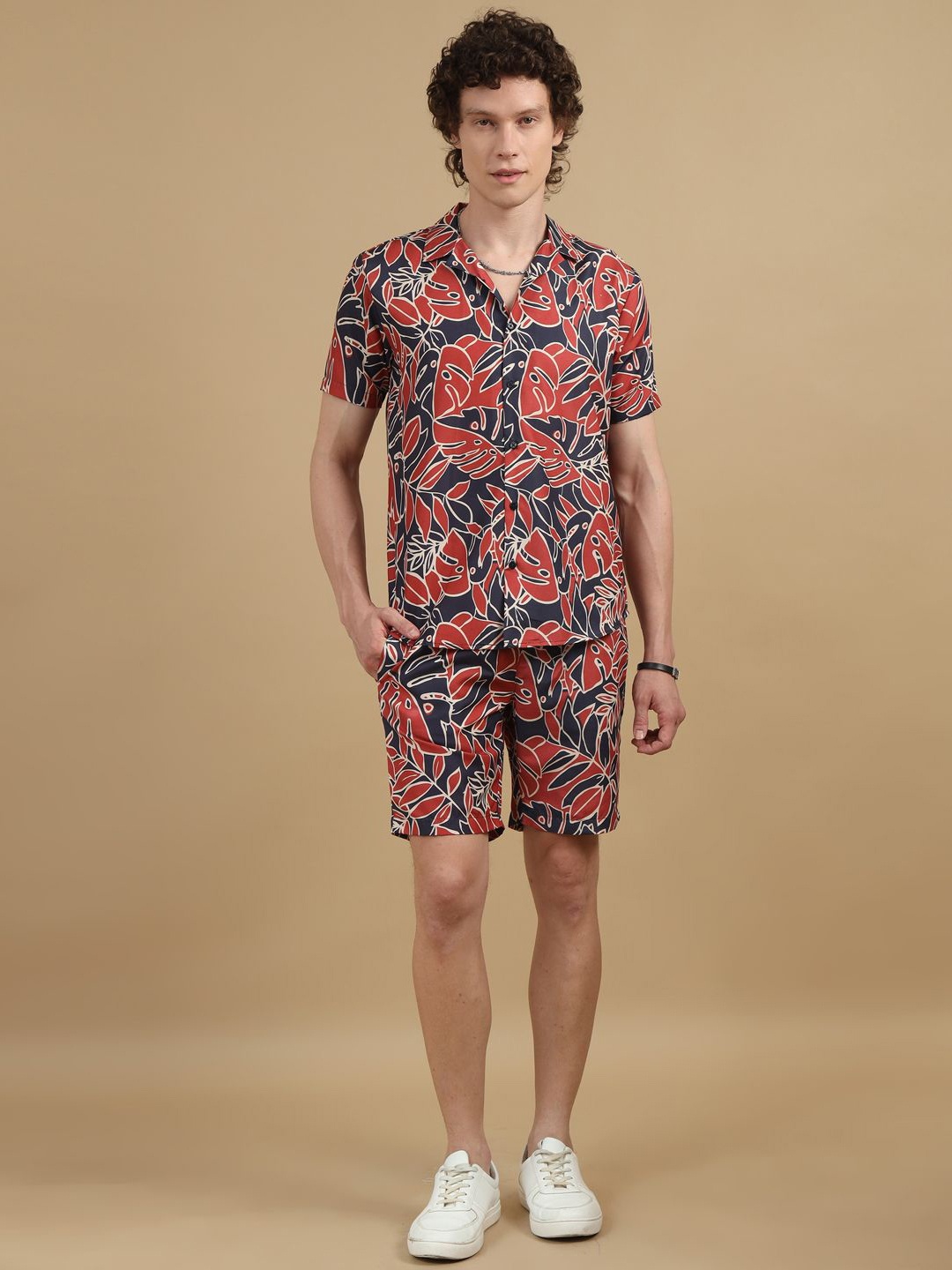 

Bushirt Printed Shirt With Shorts Co-Ords Set, Blue