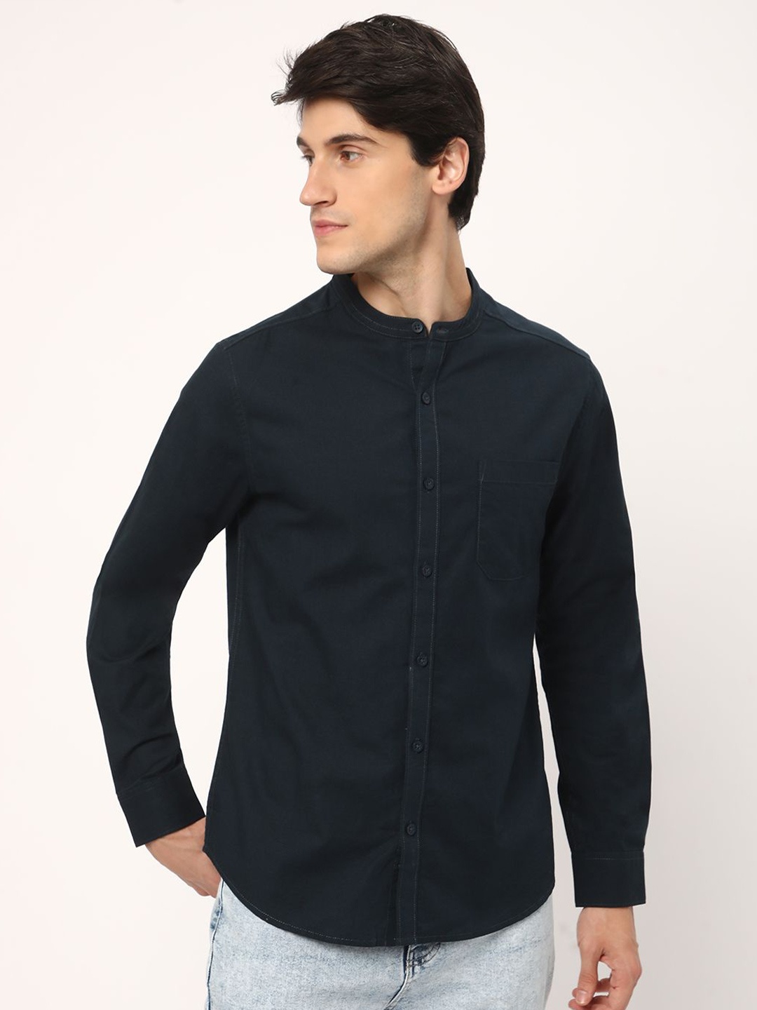 

R&B Men Solid Opaque Casual Shirt, Blue