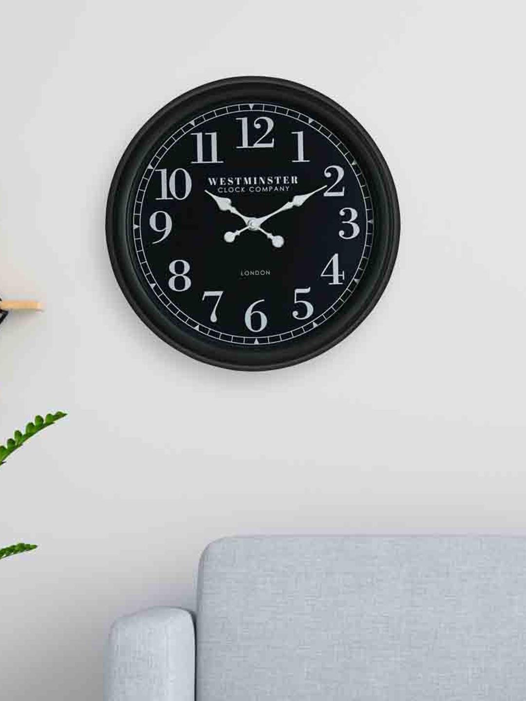

Athome by Nilkamal Textured Contemporary Wall Clock, Black