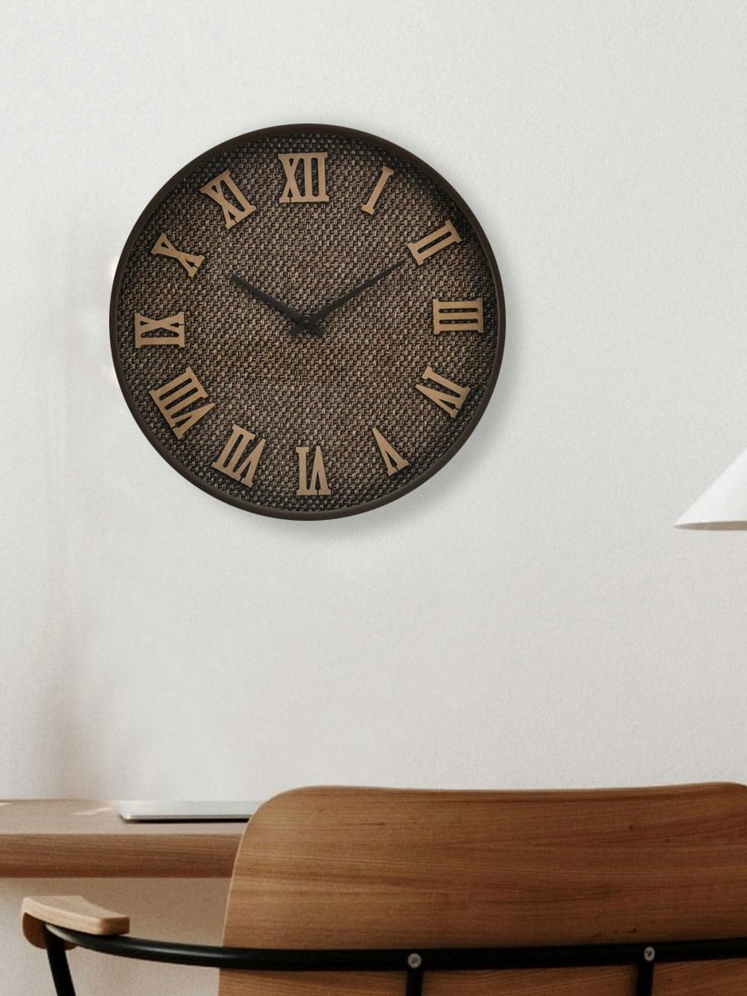 

Athome by Nilkamal Textured Contemporary Wall Clock, Brown