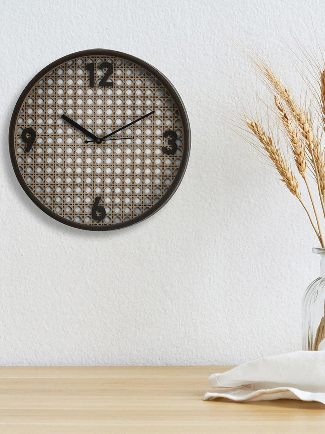 

Athome by Nilkamal Textured Contemporary Wall Clock, Taupe