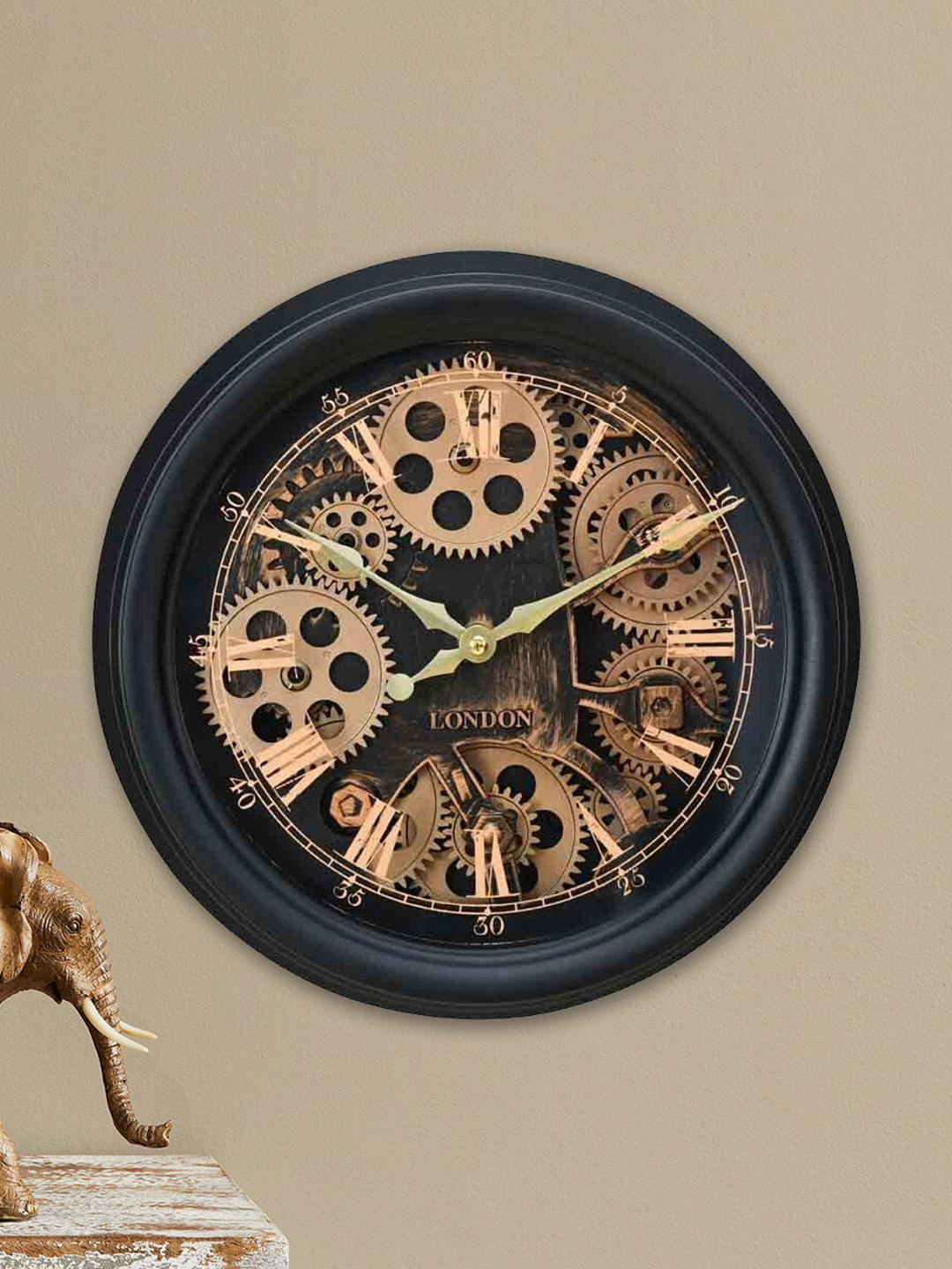 

Athome by Nilkamal Textured Vintage Wall Clock, Black