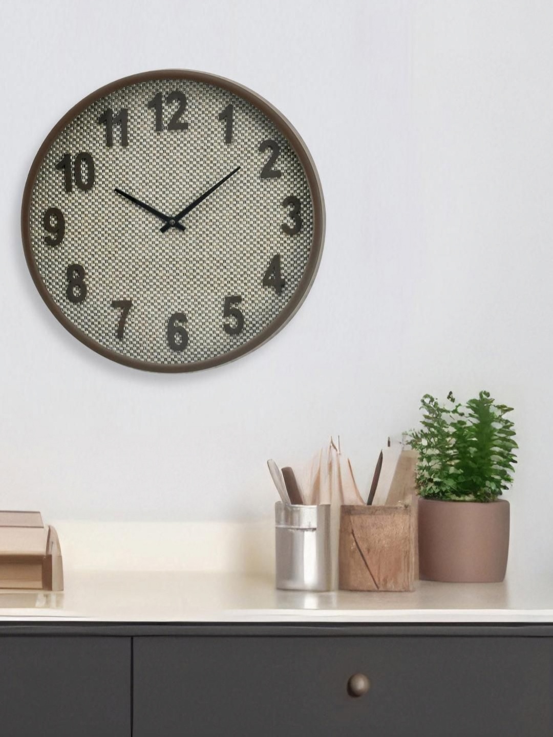 

Athome by Nilkamal Textured Contemporary Wall Clock, Taupe