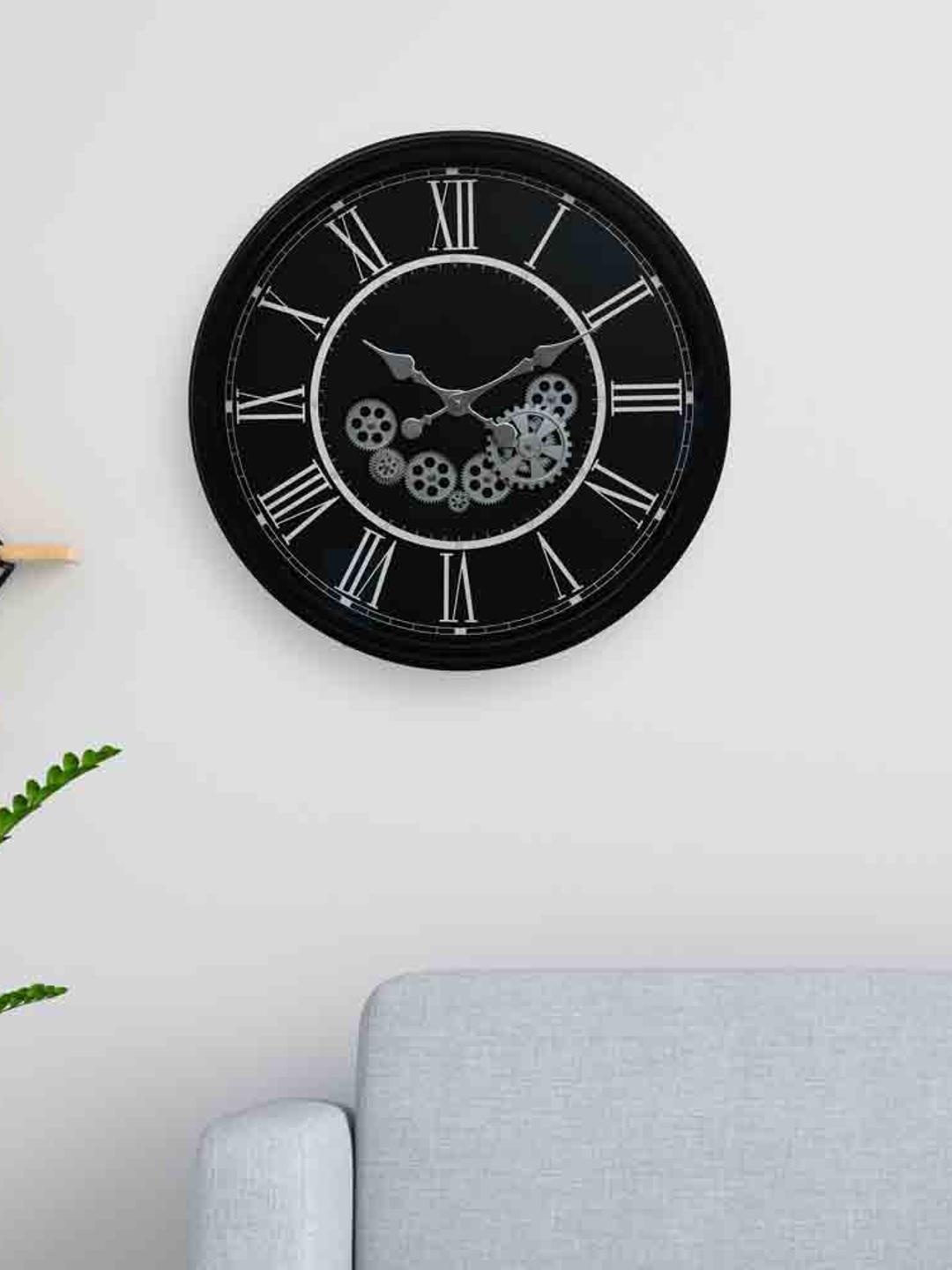 

Athome by Nilkamal Textured Contemporary Wall Clock, Black