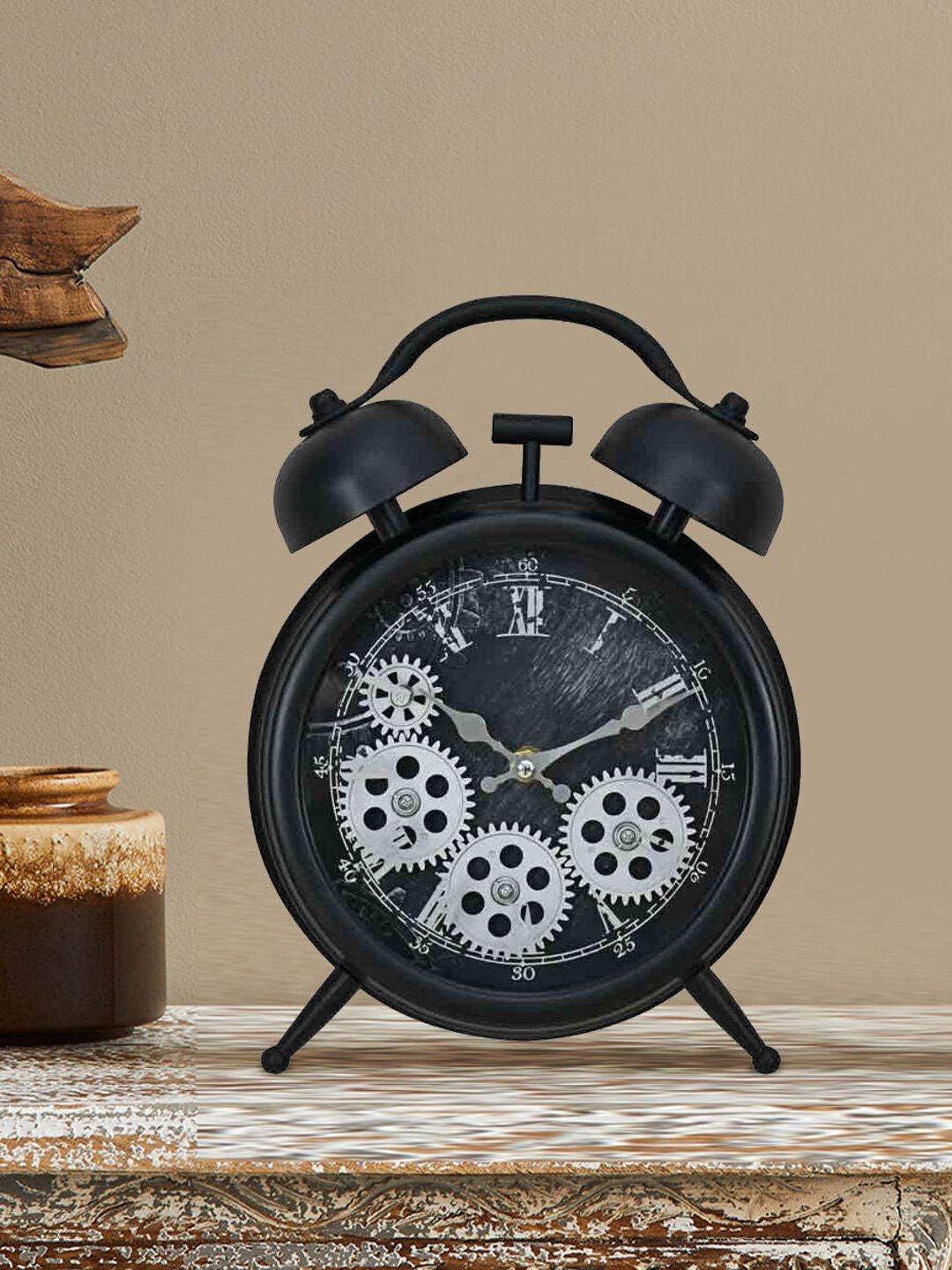 

Athome by Nilkamal Textured Vintage Table Clock, Black