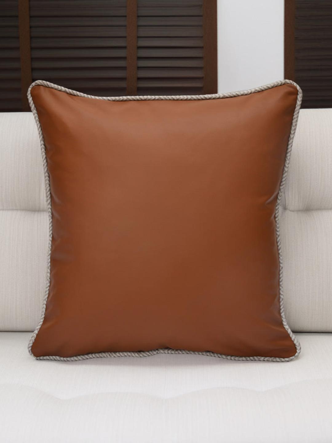 

Athome by Nilkamal Brown & Beige Leather Square Cushion Covers