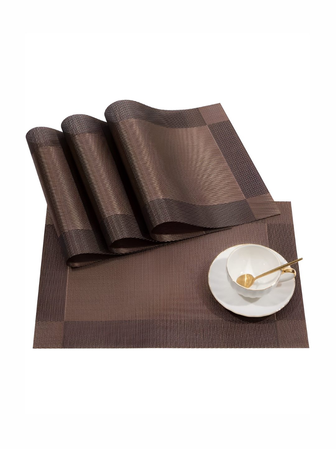 

P-Plus International Brown 4 Pcs Rectangle Table Placemats