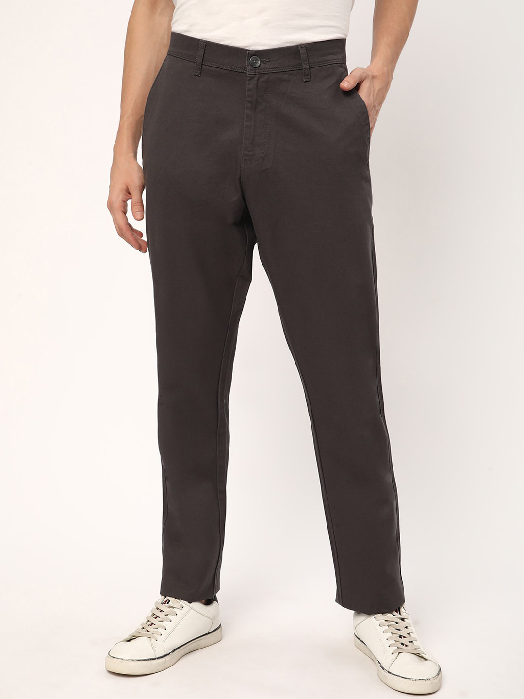 

R&B Men Slim Fit Trousers, Grey