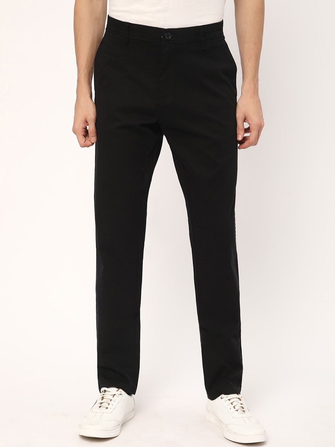 

R&B Men Slim Fit Chinos Trousers, Black
