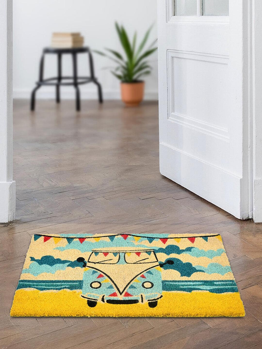 

Athome by Nilkamal Beige & Blue Printed Anti-Skid Doormat