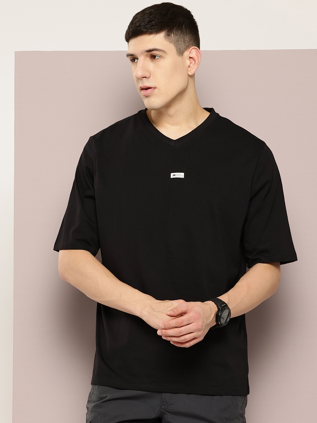 

Kook N Keech Men Pure Cotton Oversized T-shirt, Black