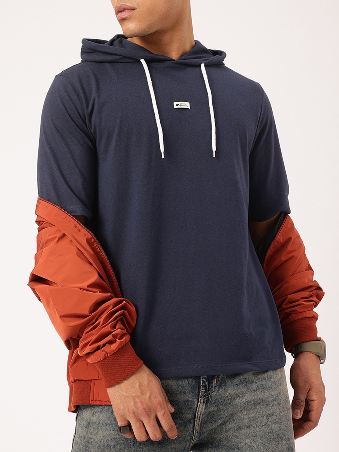 

Kook N Keech Men Hooded T-shirt, Navy blue