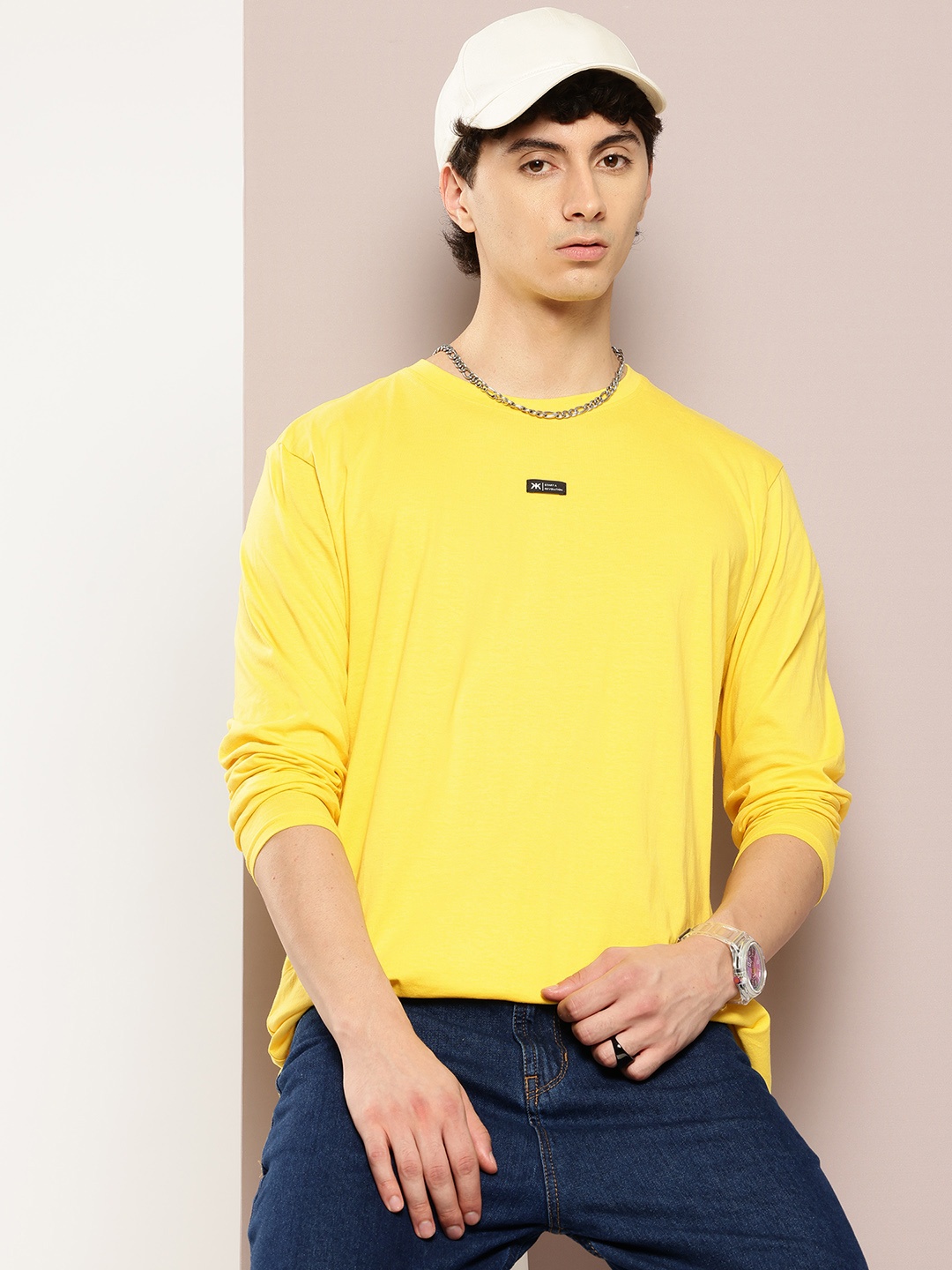 

Kook N Keech Men Pure Cotton Oversized T-shirt, Yellow