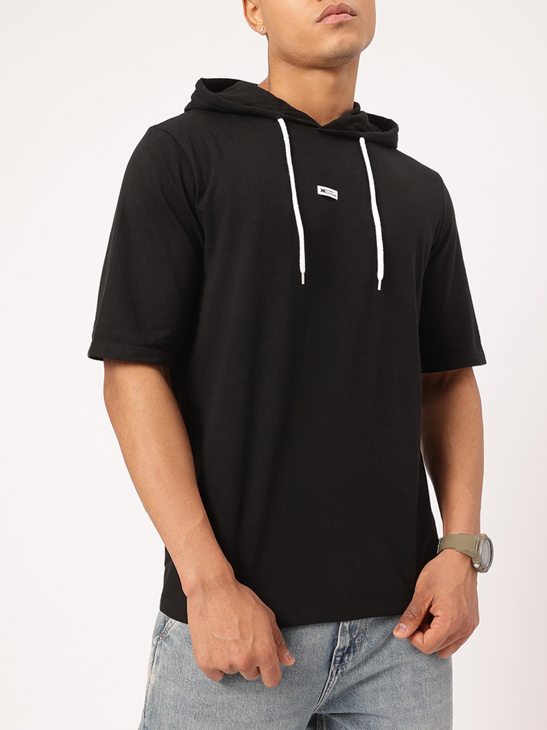 

Kook N Keech Men Hooded Pure Cotton T-shirt, Black