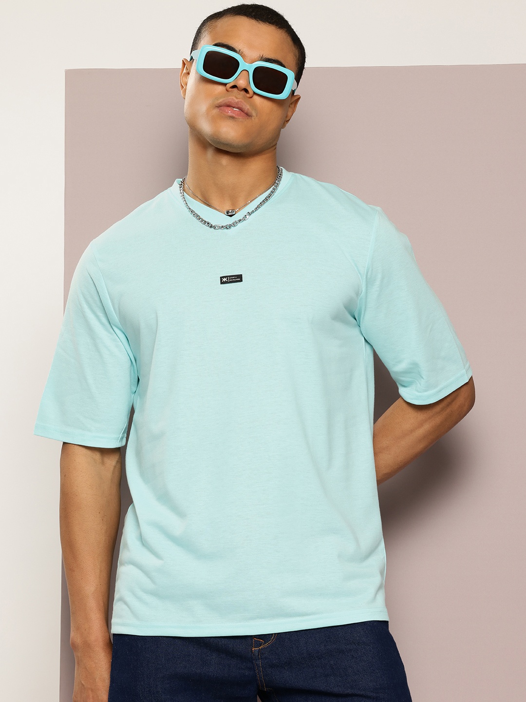 

Kook N Keech V-Neck Oversized T-shirt, Blue