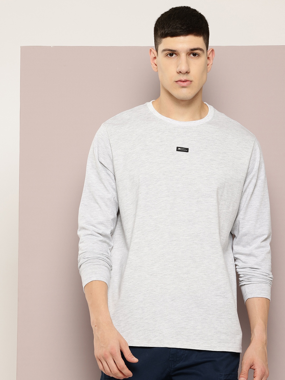 

Kook N Keech Drop-Shoulder Sleeves T-shirt, Grey melange