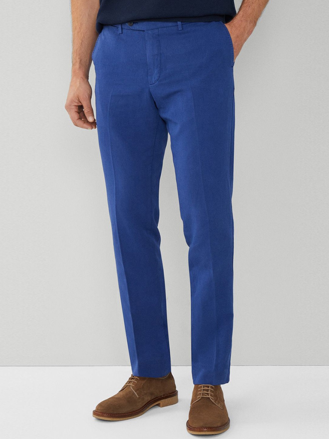 

HACKETT LONDON Men Mid Rise Slim Fit Cotton Chinos Trouser, Blue