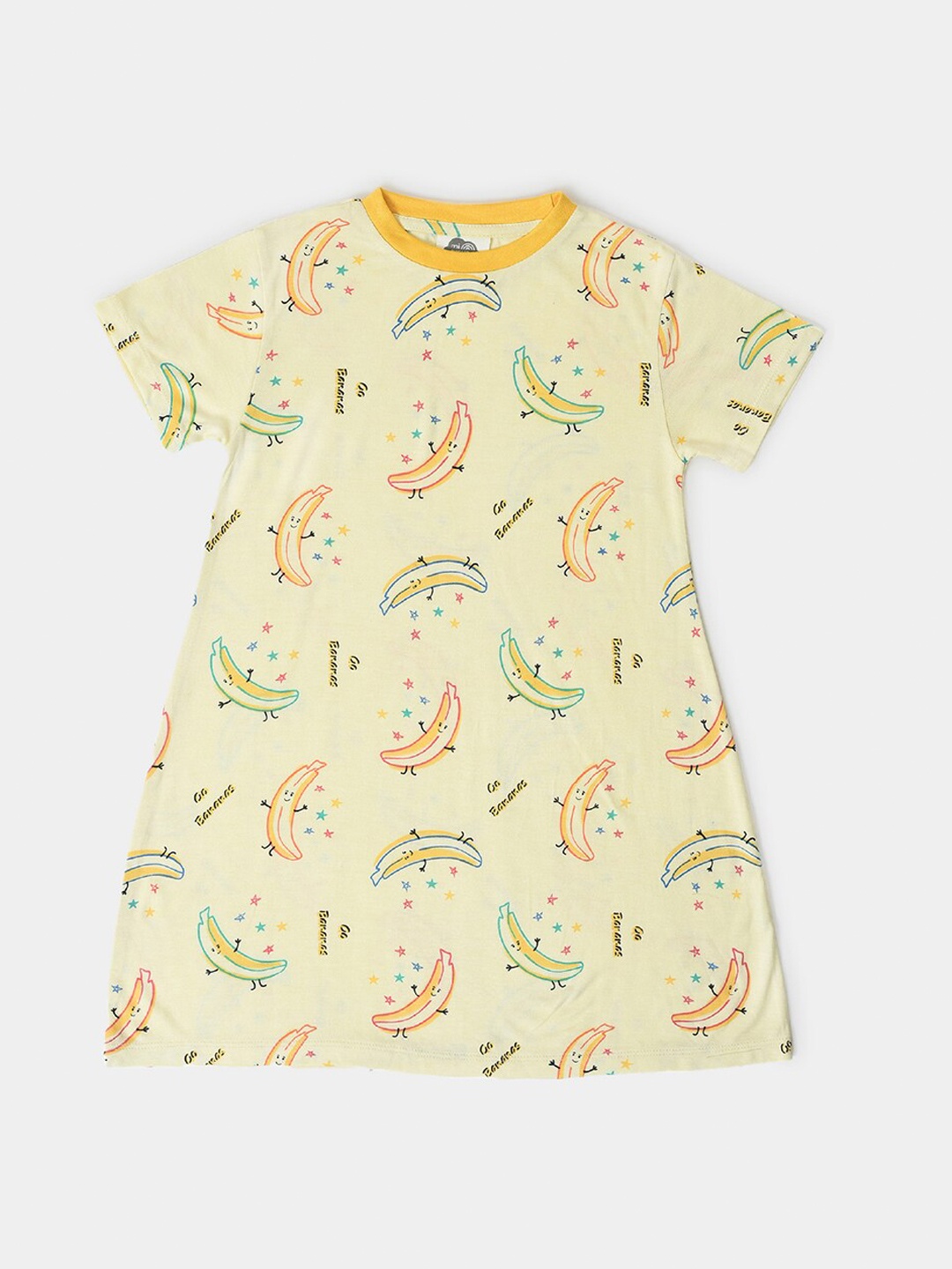 

MiArcus Girls Printed Nightdress, Cream