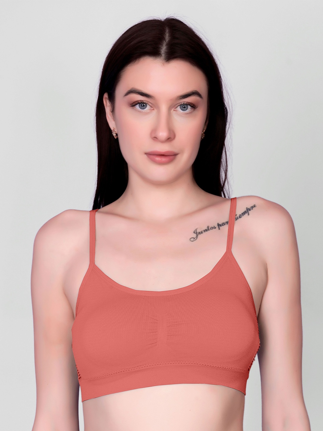 

Flenzy Women Full Coverage Non-Wired Workout Solid Bra, Orange