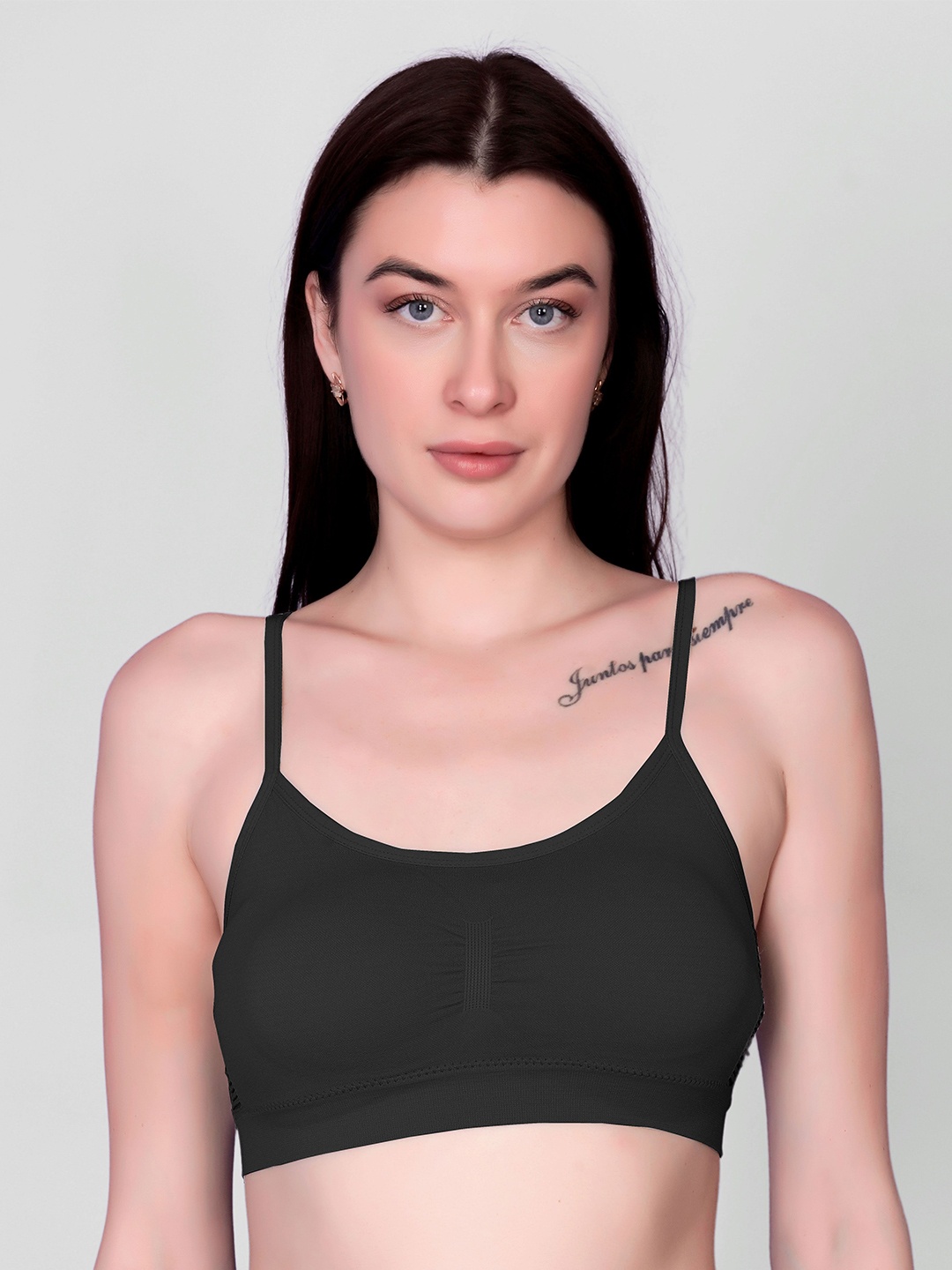 

Flenzy Women Full Coverage Non-Wired Workout Solid Bra, Black