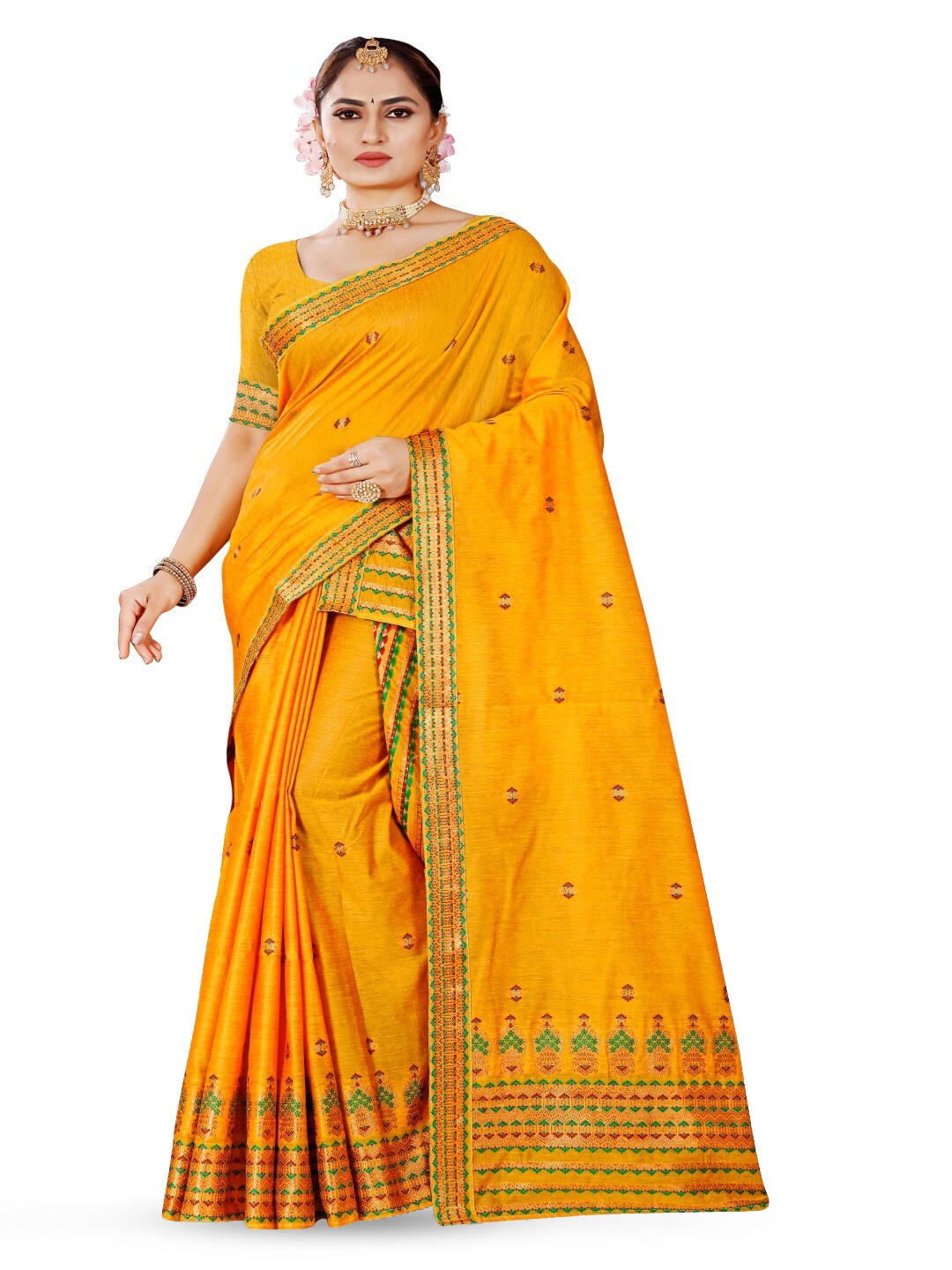 

Skiran's Assamese Mekhela Chador Woven Design Saree, Gold