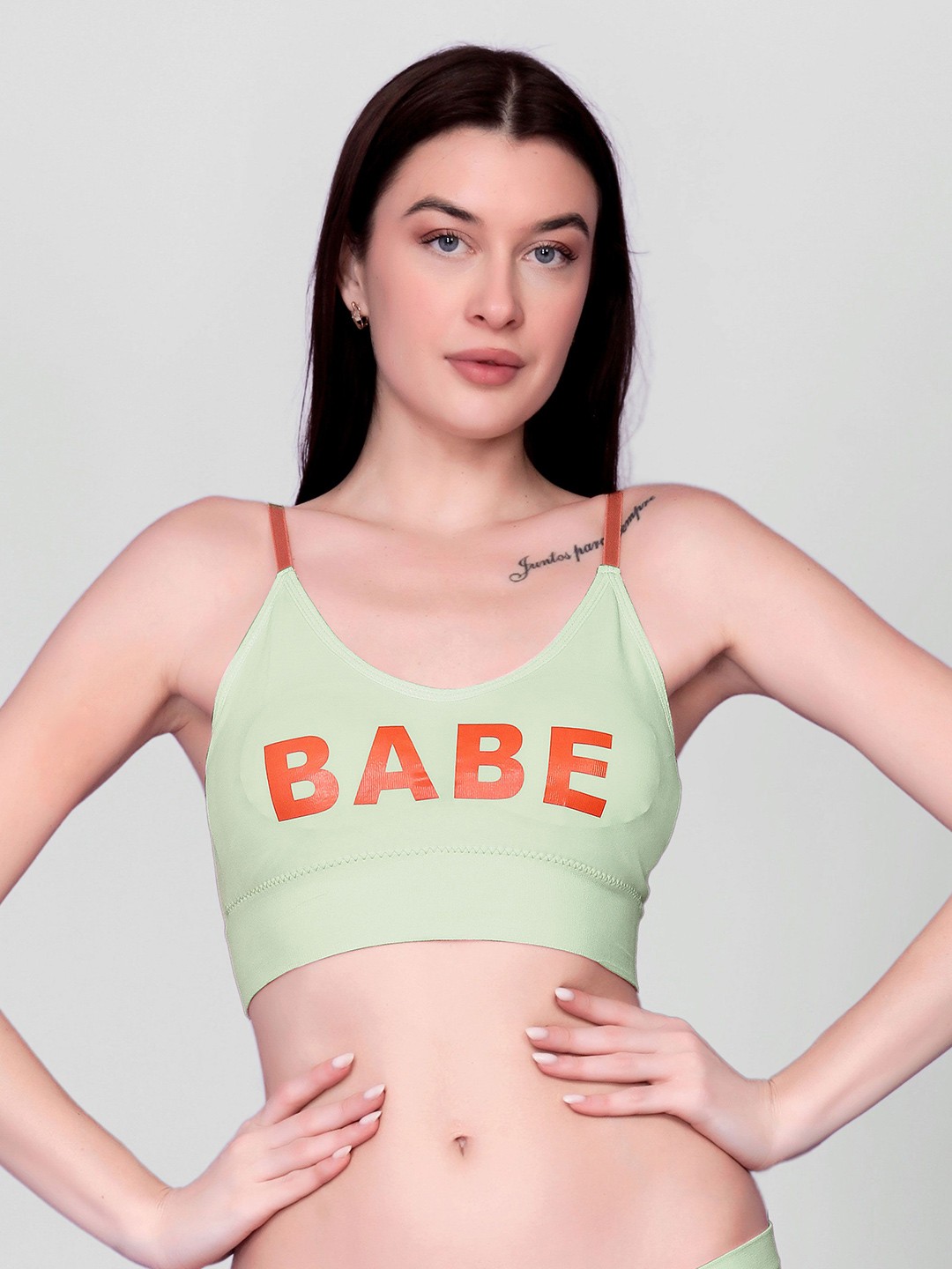 

Flenzy Women Typography Print Full Coverage Bra, Green