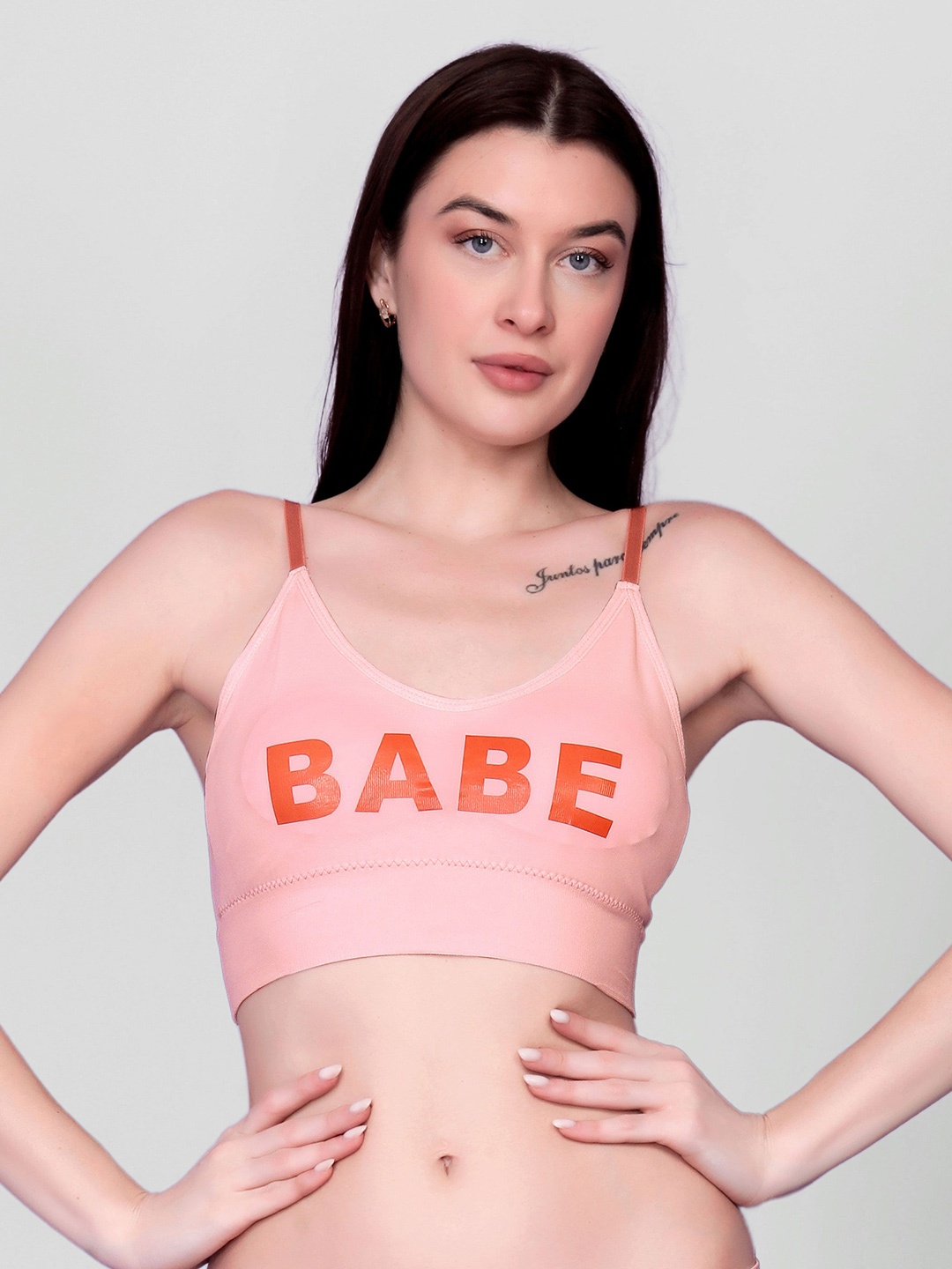 

Flenzy Women Typography Print Full Coverage Bra, Pink