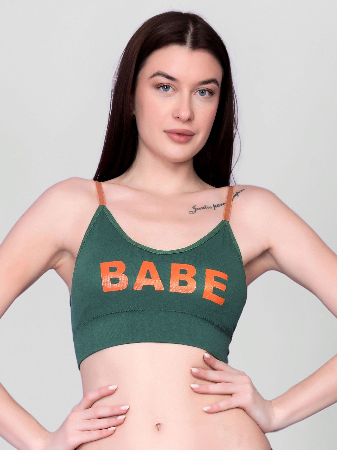 

Flenzy Typography Bra Full Coverage GBra026_DG, Green