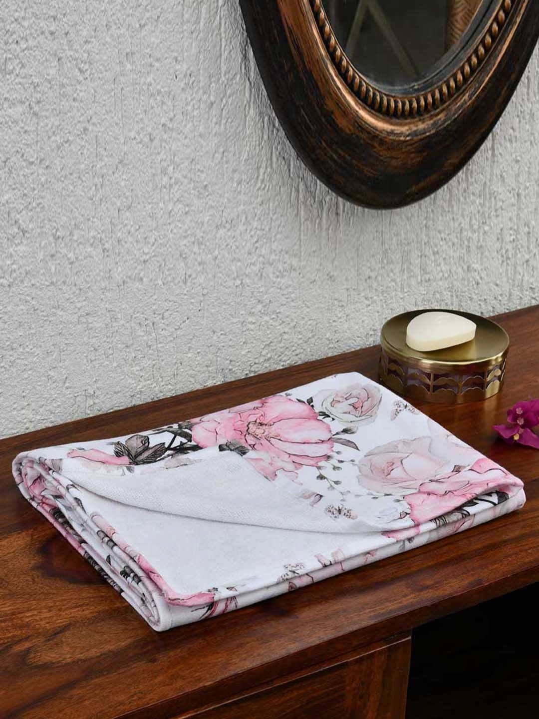 

Athome by Nilkamal Pink & White 1 Printed Bamboo 210 GSM Bath Towel