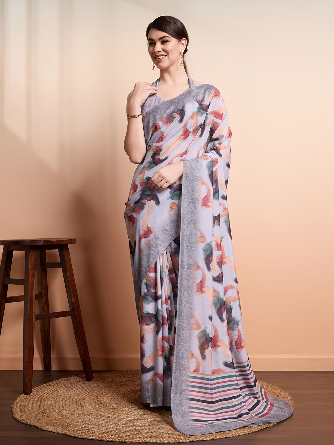 

RACHNA Digital Abstract Printed Saree, Lavender