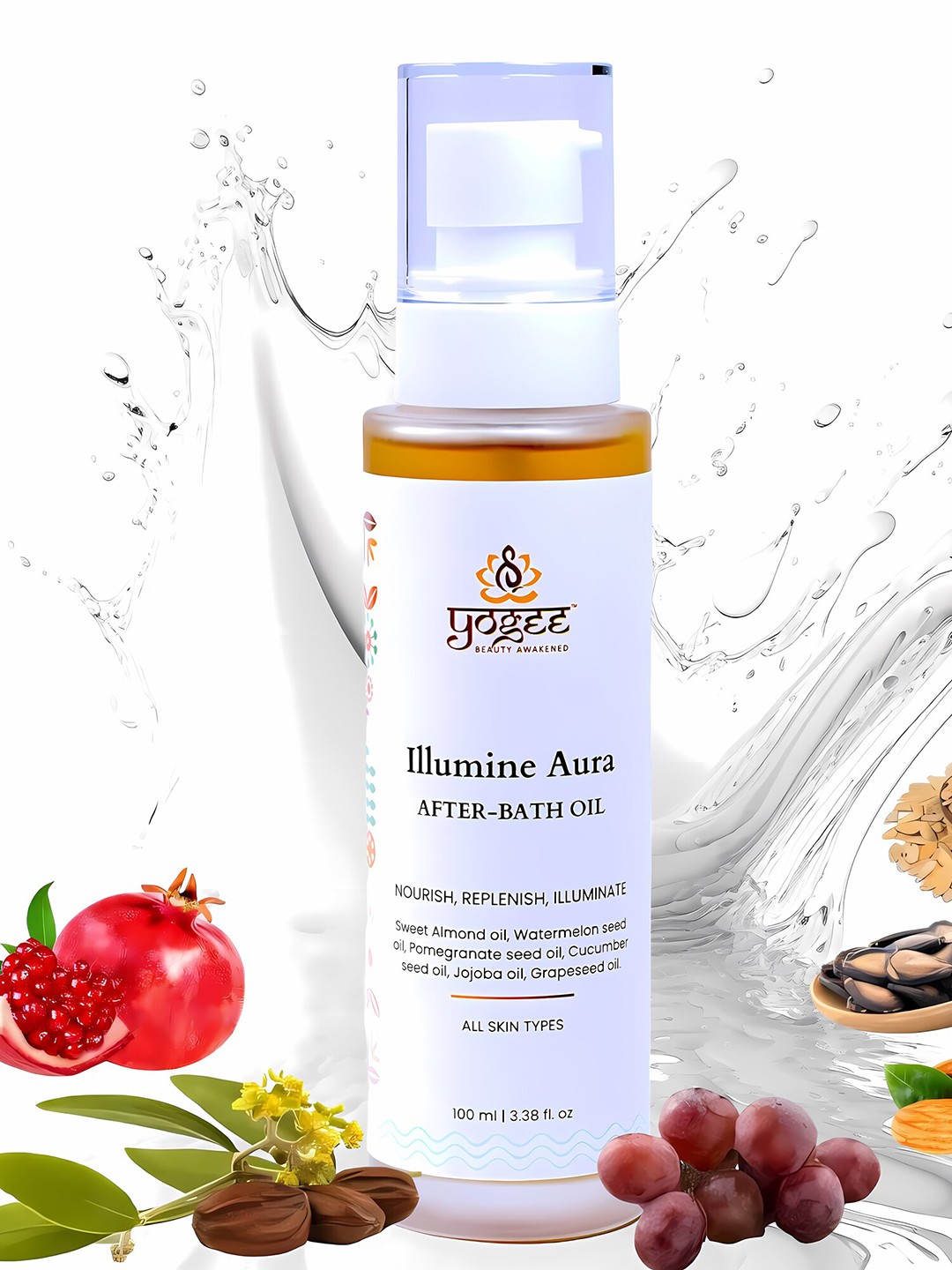 

YOGEE Illumine Aura After Bath Oil With Almond Oil - 100ml, Off white