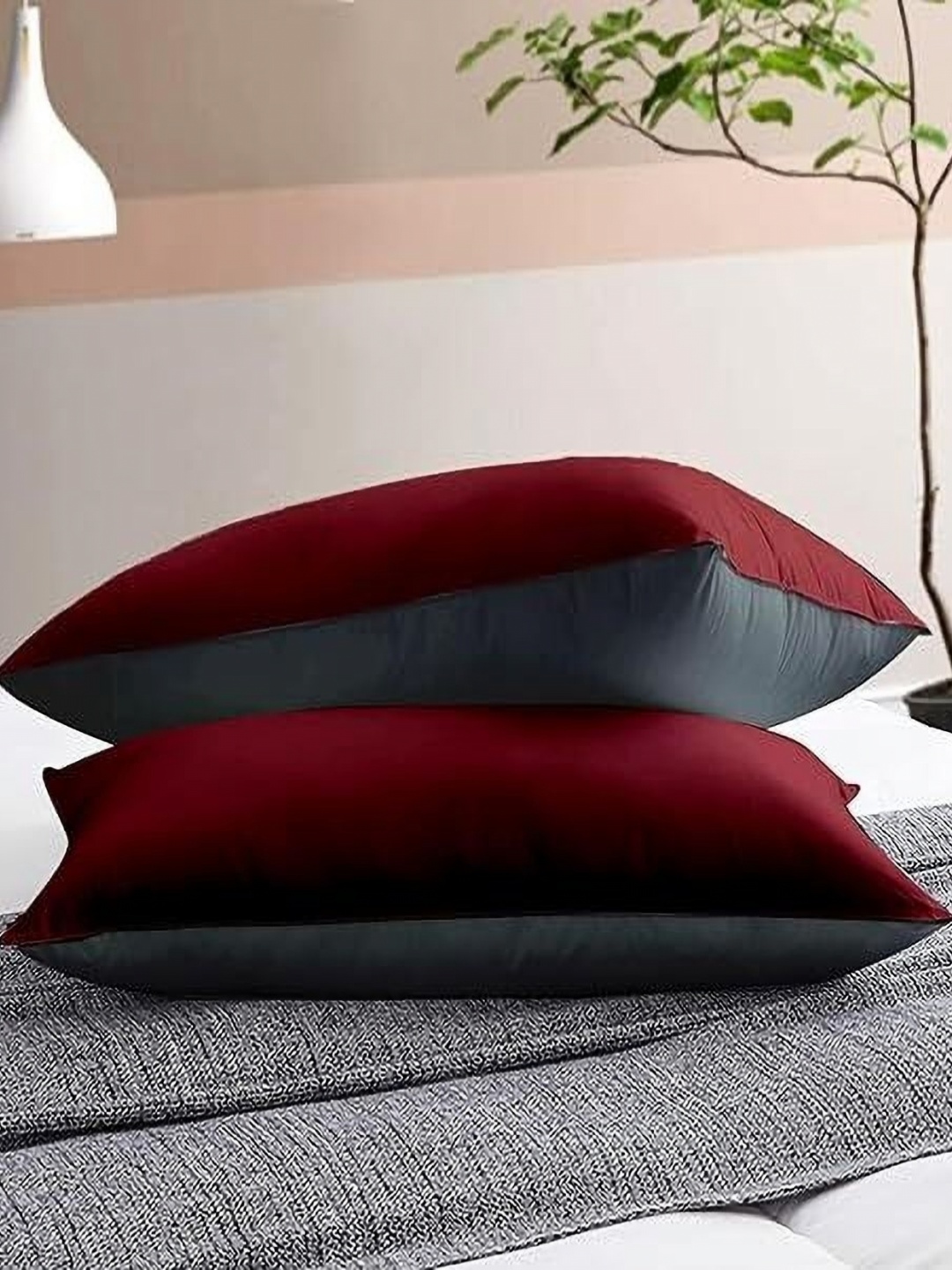 

RF RELAXFEEL Maroon Set of 2 Fibre Filled Breathable Sleep Pillow